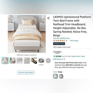 LIKIMIO Upholstered Platform Twin Bed Frame